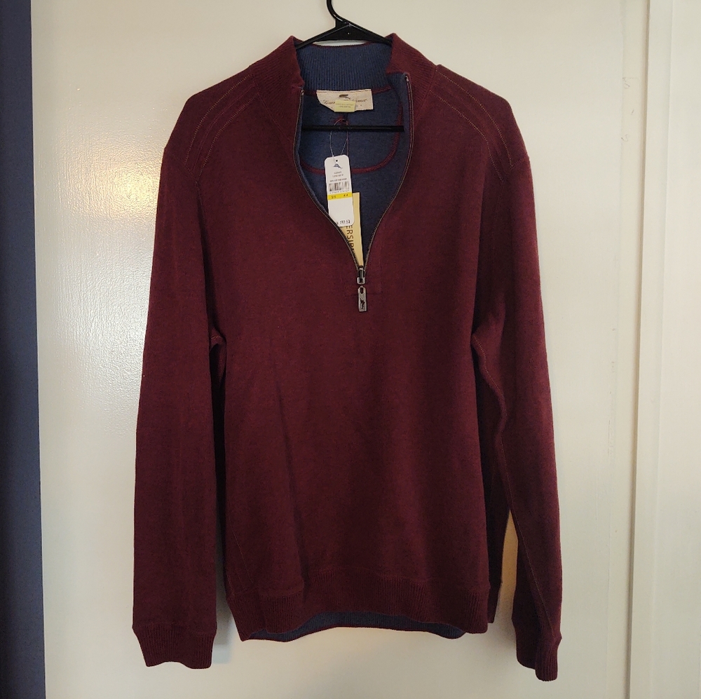 Tommy Bahama Ruby Wine Heather Flipside Half Zip